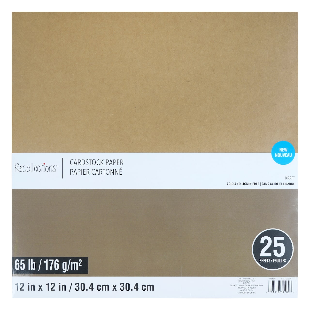 Kraft 12" x 12" Cardstock Paper by Recollections™, 25 Sheets